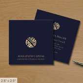 Navy Blue Gold Logo Finance Vierkante Visitekaartje