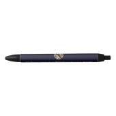 Navy Blue Gold Logo-marketingpen Zwarte Inkt Pen (Voorkant)