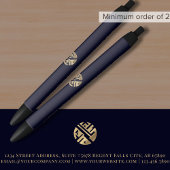 Navy Blue Gold Logo Promotional Zwarte Inkt Pen