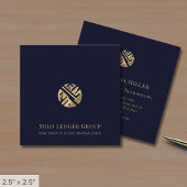 Navy Blue Gold Logo Vierkante Visitekaartje