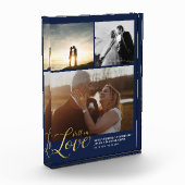 Navy blue & Gold Love Jubileum Gift Photo Block Fotoblokken (Links)