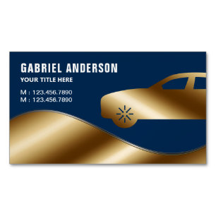 Navy Blue Gold Luxe Autohuur Chauffeur Magnetisch Visitekaartje