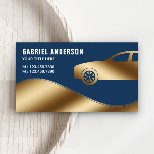 Navy Blue Gold Luxe Autohuur Chauffeur Visitekaartje
