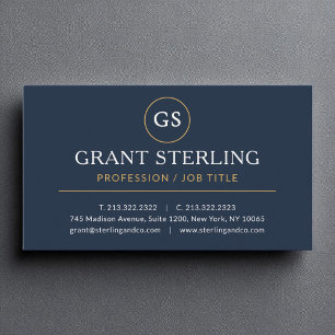 Navy Blue Gold Luxe Minimalist Professional Visitekaartje