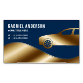 Navy Blue Gold Luxury Car Hire Chauffeur Magnetisch Visitekaartje (Voorkant)