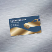 Navy Blue Gold Luxury Car Hire Chauffeur Magnetisch Visitekaartje (Voorbeeld)