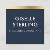 Navy Blue Gold Luxury QR Code Minimale Typografie Vierkante Visitekaartje (Voorkant)