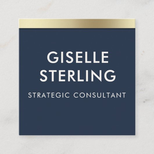 Navy Blue Gold Luxury QR Code Minimale Typografie Vierkante Visitekaartje (Voorkant)