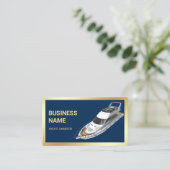 Navy Blue Gold Luxury Yacht Charter Visitekaartje (Staand voorkant)