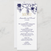 Navy Blue Gold Magnolia Flowers Weddenrennen Kaart (Voorkant)