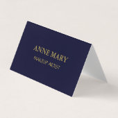 Navy Blue Gold Makeup artistieke moderne minima Visitekaartje (Voorkant)