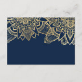 Navy blue Gold mandala details handgeschreven scri Informatiekaartje (Achterkant)