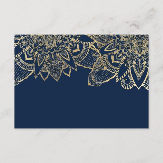 Navy blue Gold mandala details handgeschreven scri Informatiekaartje (Achterkant)