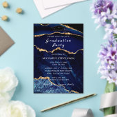 Navy Blue Gold Marble Afstuderen Invitation Acryl Uitnodigingen (Insitu (Huwelijk))