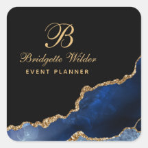 Navy Blue Gold Marble Agate Event Planner