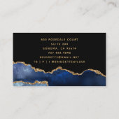 Navy Blue Gold Marble Agate Hair Stylist Business Visitekaartje (Achterkant)