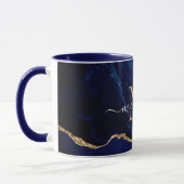 Navy Blue Gold Marble Custom Uw Letter Naam Mok (Links)