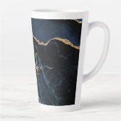 Navy Blue Gold Marble Monogram Naam Latte Mok (Rechts)