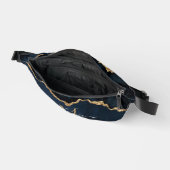 Navy Blue Gold Marble Uw Letter Naam Fanny Pack Heuptasje (Open)
