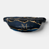Navy Blue Gold Marble Uw Letter Naam Fanny Pack Heuptasje (Liggend)