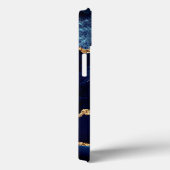 Navy Blue Gold Marble Uw Letter Naam iPhone Case (Achterkant / Rechts)