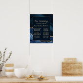 Navy Blue Gold Marble Wedding Party Poster (Keuken)