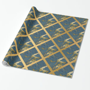 NAVY BLUE GOLD MARBLE WEDDING WRAP WRAPPORT CADEAUPAPIER