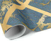 NAVY BLUE GOLD MARBLE WEDDING WRAP WRAPPORT CADEAUPAPIER (Rol Hoek)