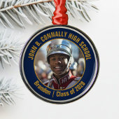 Navy Blue Gold Marching Band Photo Christmas Metalen Ornament