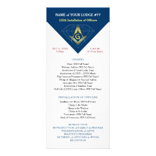 Navy Blue Gold Masonic Installation-Sjablonen Reclamekaart