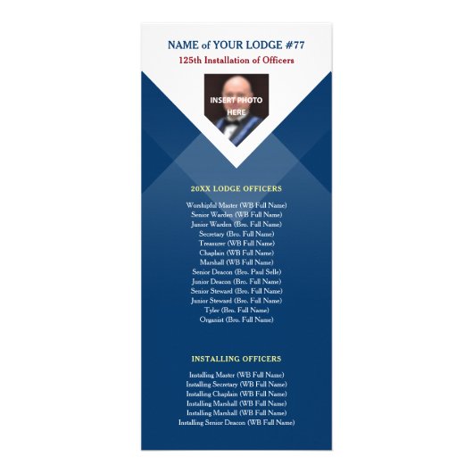 Navy Blue Gold Masonic Installation-Sjablonen Reclamekaart (Achterkant)