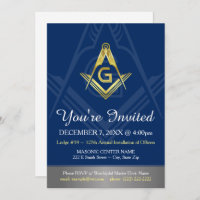 Navy Blue Gold Masonic Invitations | Freemasonie