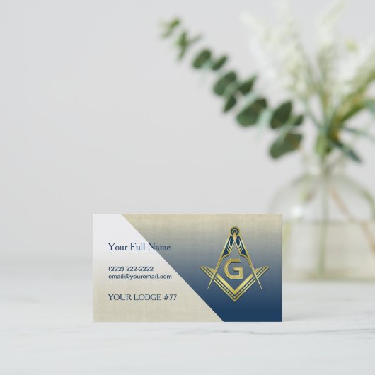 Navy Blue Gold Masonic-visitekaartje Visitekaartje (Staand voorkant)