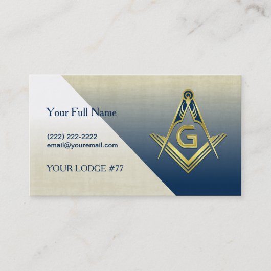 Navy Blue Gold Masonic-visitekaartje Visitekaartje (Voorkant)