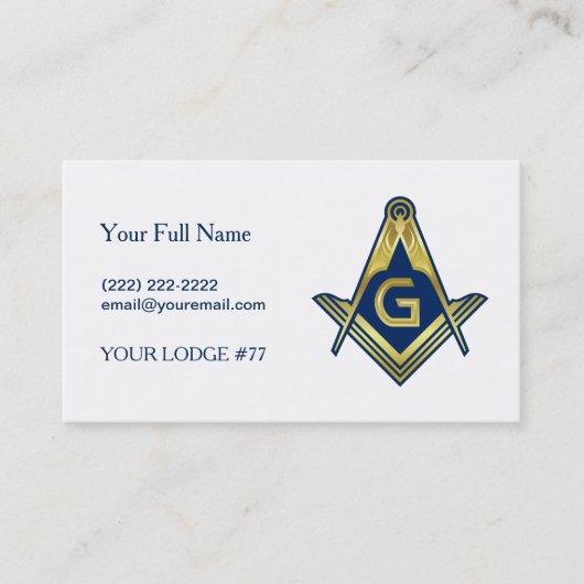 Navy Blue Gold Masonic Visitekaartjes | Freemason (Voorkant)