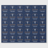 Navy Blue Gold Medische School Afstudeerfeest Cadeaupapier (Vlak)