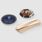 Navy Blue Gold Medische School Afstuderen Foto Handwaaier (Niet-gemonteerd)