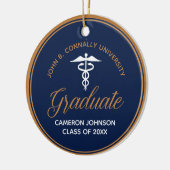 Navy Blue Gold Medische School Afstuderen Foto Keramisch Ornament (Links)