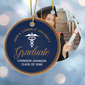 Navy Blue Gold Medische School Afstuderen Foto Keramisch Ornament