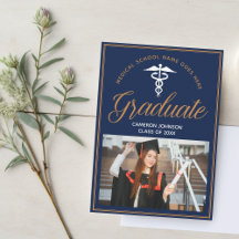 Navy Blue Gold Medische School Foto Afstuderen