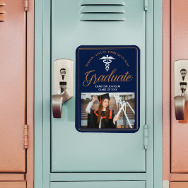Navy Blue Gold Medische School Foto Afstuderen Magneet