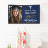 Navy Blue Gold Medische School Foto Afstuderen Spandoek (Insitu)