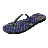Navy Blue Gold Mermaid Scales Pattern Teenslippers (Schuin)