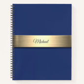 Navy Blue Gold Metal Monogram Notitieboek (Voorkant)