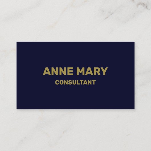 Navy Blue Gold Minimal Modern Elegant Consultant Visitekaartje (Voorkant)