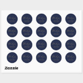 Navy Blue & Gold Minimalist Weddenschap Hartelijk  Ronde Sticker (Vel)