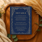 Navy Blue Gold Minimalist Wedding Details Kaart