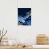 Navy Blue Gold Modern Abstract Landscape Wall Art Poster (Keuken)