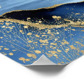 Navy Blue Gold Modern Abstract Landscape Wall Art Poster (Hoek)