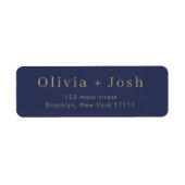 Navy Blue & Gold Modern Chic Return Address Label (Voorkant)